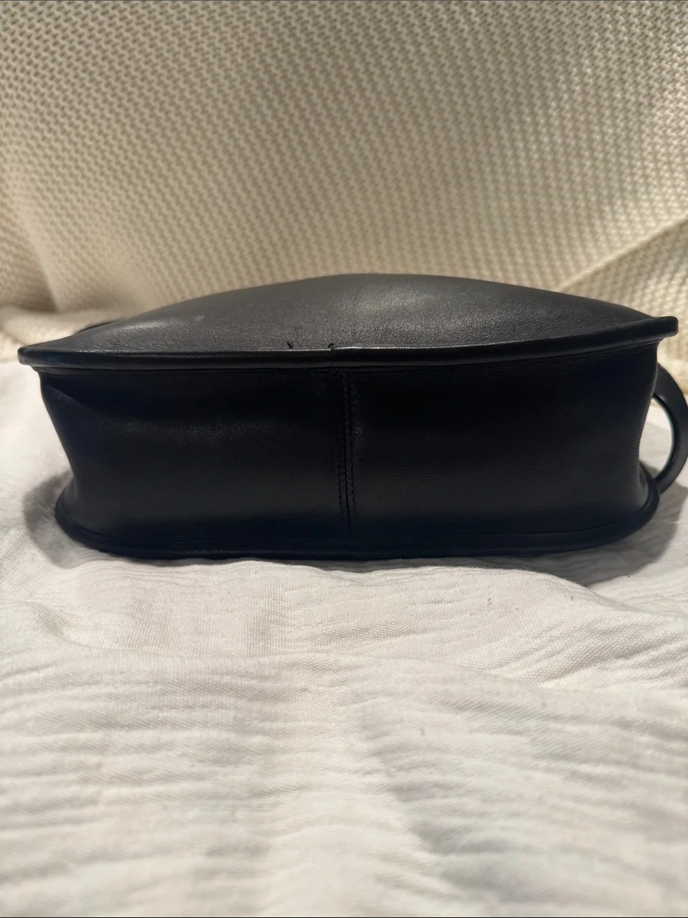 Coach Black Leather Shoulder Bag with Gold Turnlock